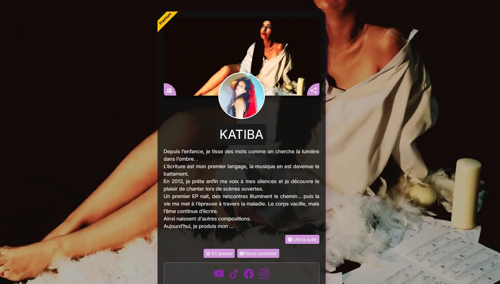 Artist page screenshot