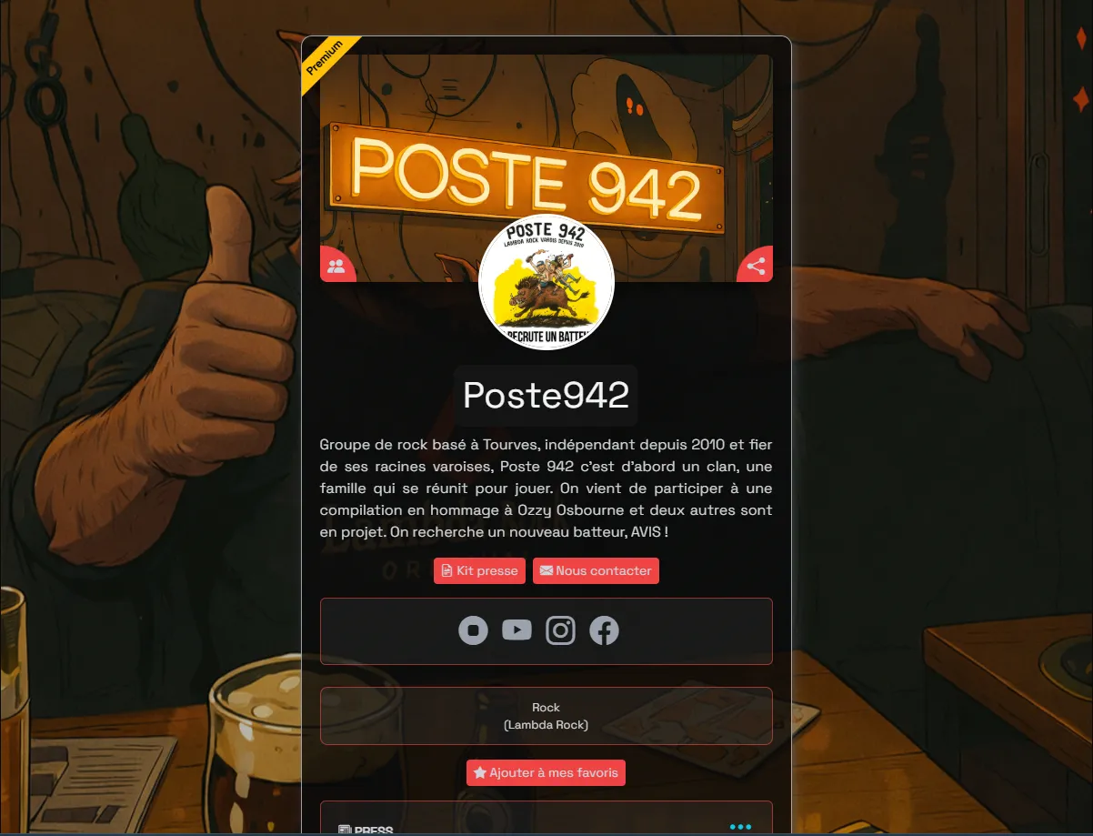 Artist page screenshot